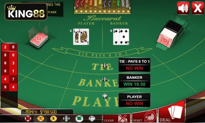 Baccarat có ba cửa cược chính người chơi có thể đặt cược