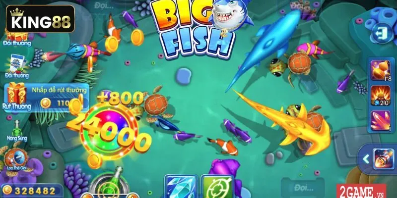 Giao diện game bắn cá ăn xu với đồ họa 3D sắc nét và sinh động Giao diện game bắn cá ăn xu với đồ họa 3D sắc nét và sinh động